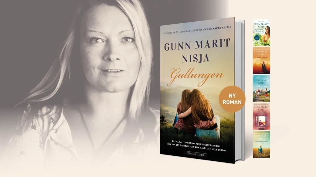 Bilde av Gunn Marit Nisja og en oversikt over bøkene hun har skrevet. 